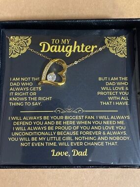 To My Daughter Gold Heart Pendant Necklace - Dad Gift